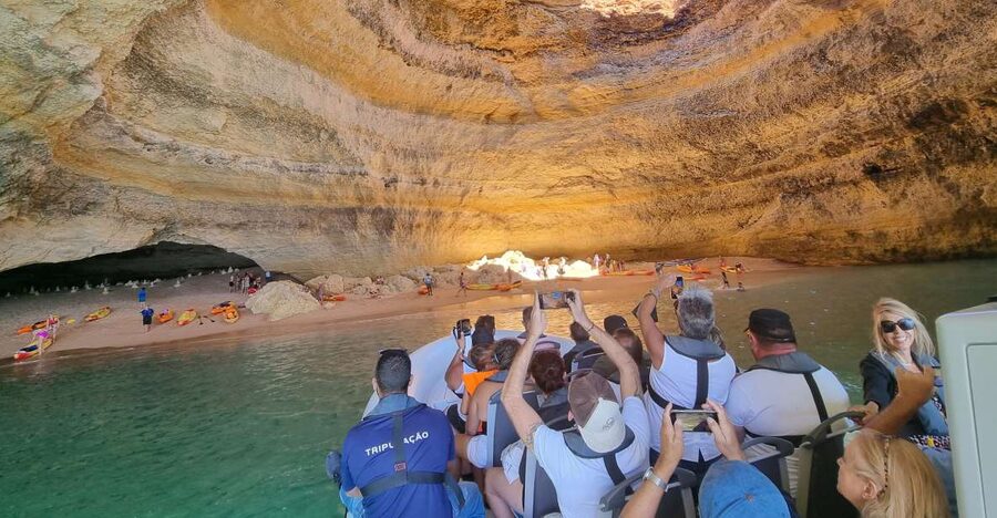 Albufeira: Benagil Cave and Dolphin Sightseeing Boat Cruise - From Albufeira Marina to the open coast