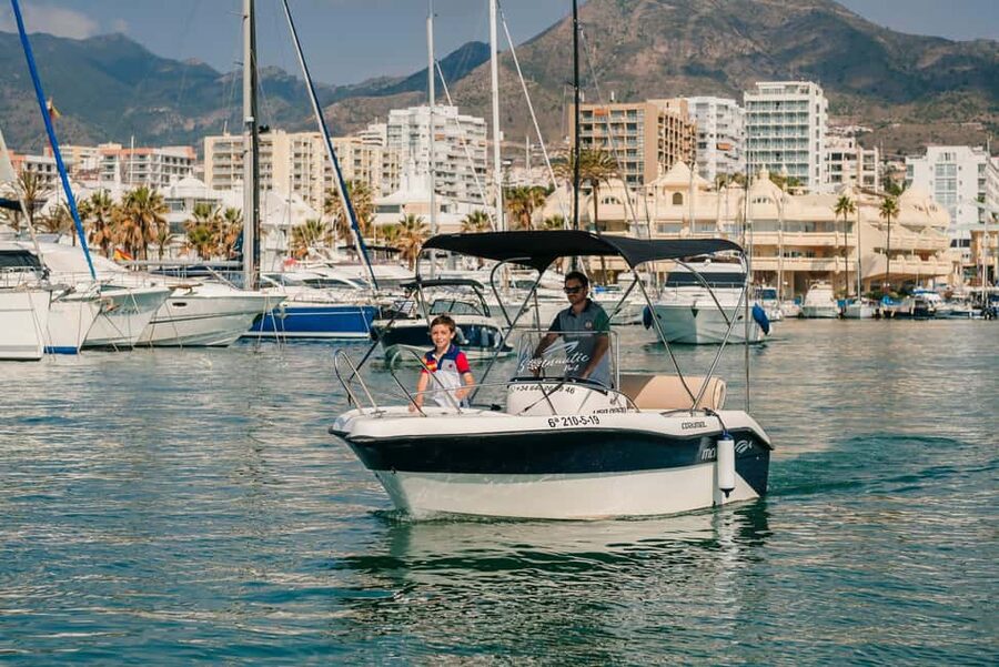Benalmádena: license-Free Rent Boat for Dolphin Watching - Taking the wheel from Puerto Marina