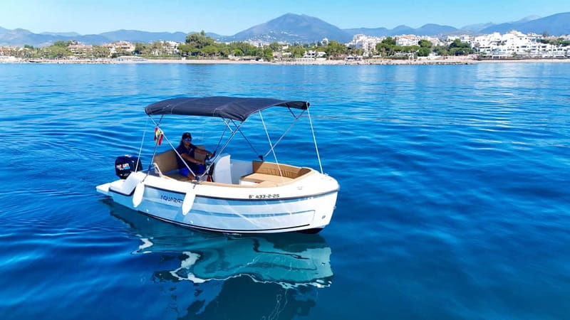 Benalmádena: license-Free Rent Boat for Dolphin Watching - Swimming, snorkeling, and sunset time