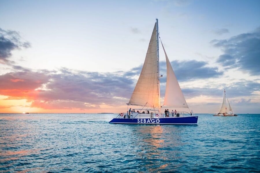Captain's Choice: Dolphin Watch Sunset Sail - Sunset from the catamaran