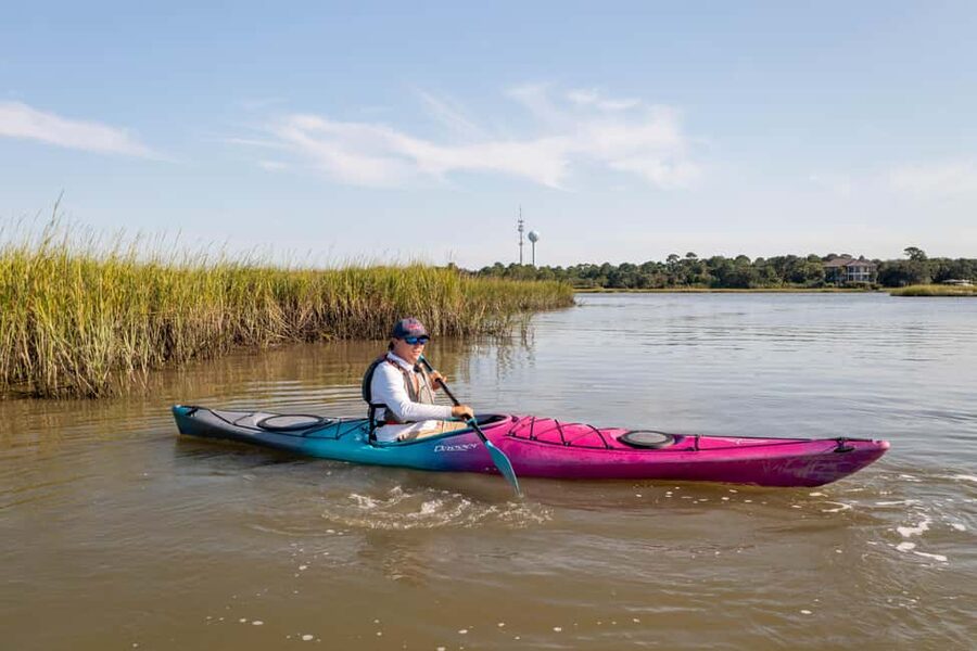 Charleston: Folly Beach Morning Kayak Dolphin Safari - Following the Folly River with the tide