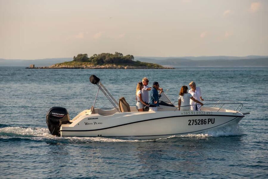 From Fazana: Dolphin watching and snorkeling in Blue Cave - The ride toward Brijuni National Park
