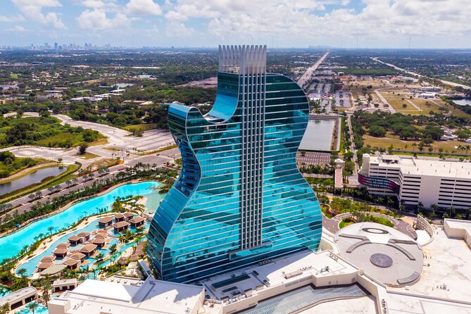 Guitar Hotel or Miami Dolphins Stadium Helicopter Tour - Getting close to the 450-foot Guitar Hotel