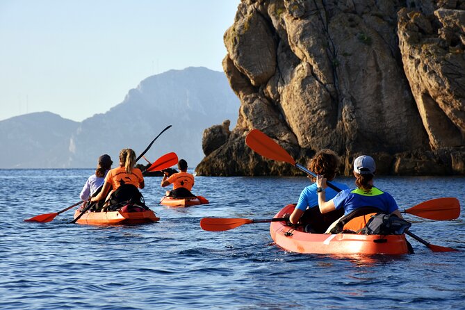 Kayak tour with aperitif and dolphins - Cala Moresca, coves, and a snorkeling pause