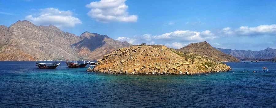 Khasab Musandam |Telegraph Island |Dhow Cruise | Dolphins - Telegraph Island, a 1864 cable station with a swim stop