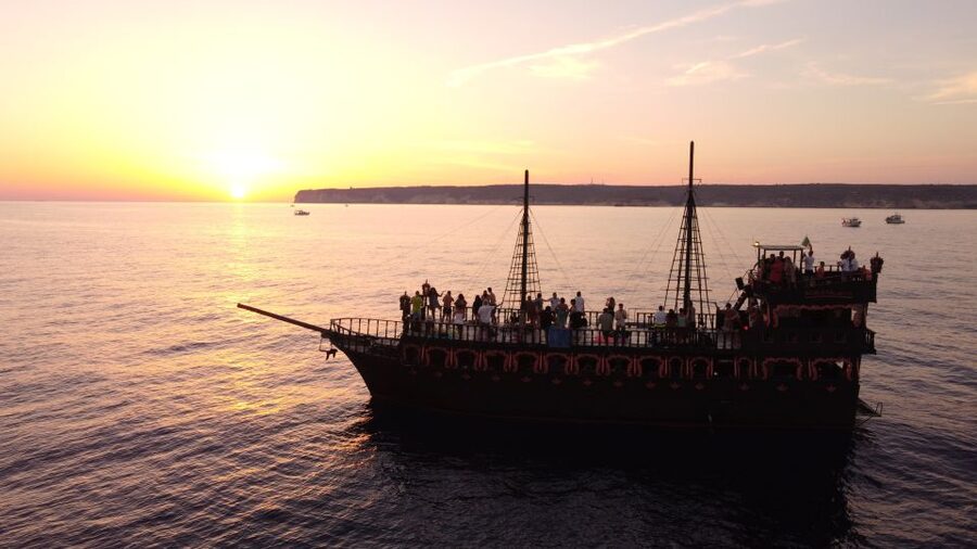 Lampedusa: Sunset Dolphin Sighting on a Pirate Ship - Setting sail from Lampedusa’s New Port