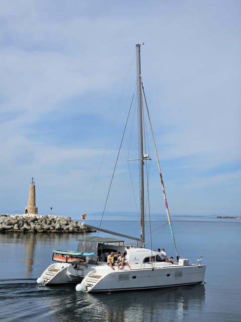 Marbella: Group Dolphin Watching Catamaran Tour with Snacks - Snacks, drinks, and the social side