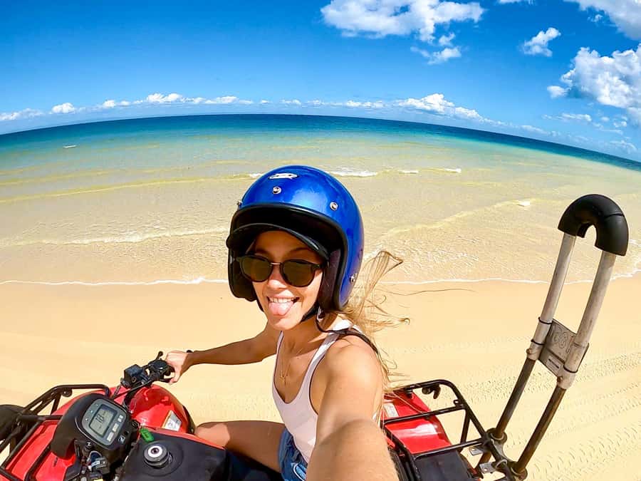 Moreton Island: Tangalooma ATV Quad Bike & Dolphin Feeding - Lunch with a $25 voucher and a timing tip