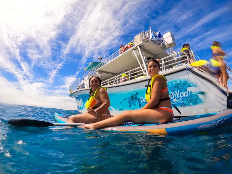 Oahu: Dolphin Watching & Turtle Snorkeling with Waterslide - Lunch, hula, and a relaxed half hour