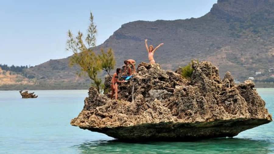 Private Dolphin Swim/Snorkeling & Lunch on Benitiers island - Crystal Rock and the view toward Le Morne