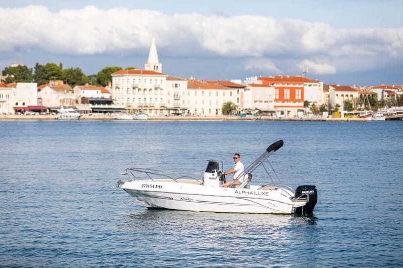 Private Family Dolphin Tour in Poreč - Leaving Poreč with drinks and open-water views
