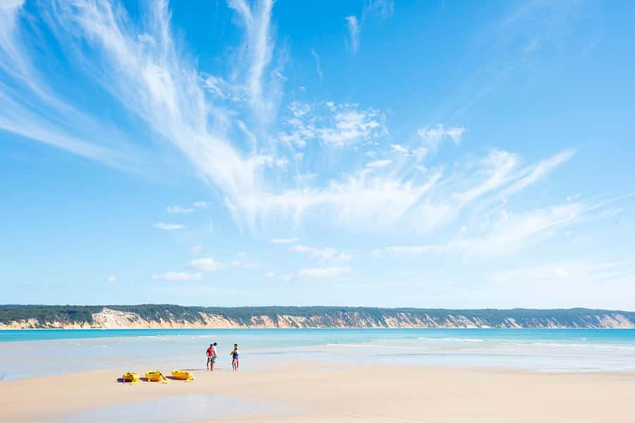 Rainbow Beach: Kayaking with Dolphins and Beach 4WD Tour - A beach road into Great Sandy National Park