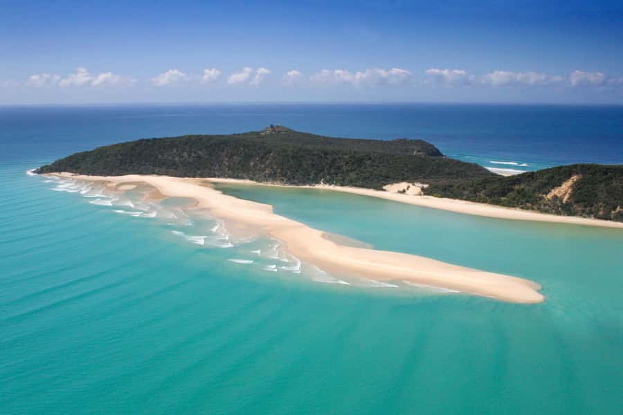 Rainbow Beach: Kayaking with Dolphins and Beach 4WD Tour - Double Island Point from the water