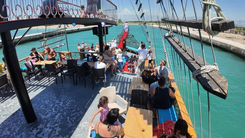 Side: Dolphin Boat Tour With Lunch Foam party Swimming - The Manavgat River gives the morning some variety