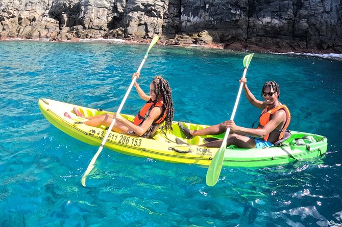 Turtle and Dolphin Watching Kayaking and Snorkeling Tour - Pausing at Palm Mar cave
