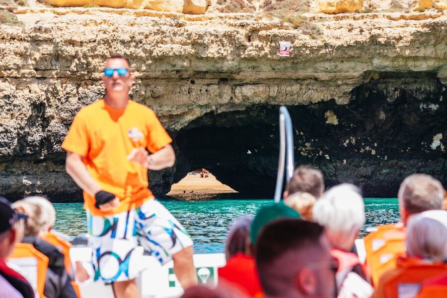 Vilamoura: Benagil Cave Boat Tour with Entry&Dolphin search - The coast between Vilamoura and Benagil